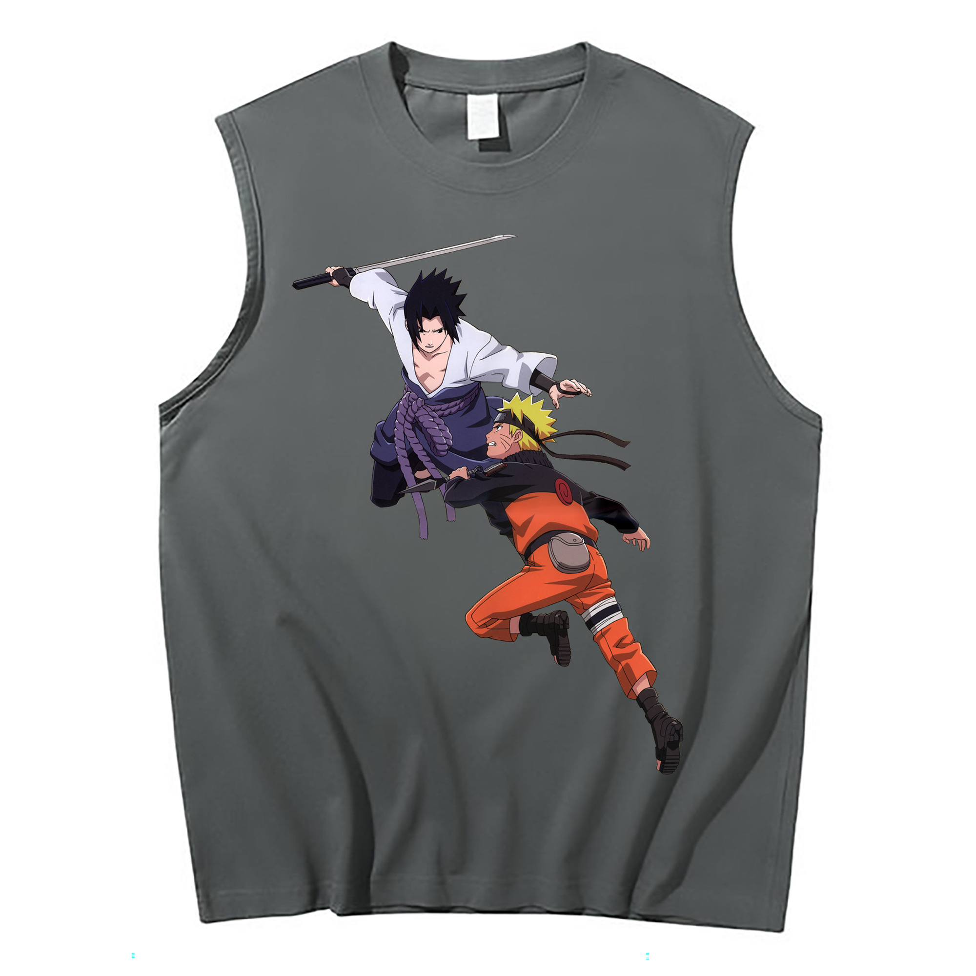 （画像用） NARUTO -ナルト- うちは サスケ Uchiha Sasuke コットン100％タンクトップ（フロントプリント）